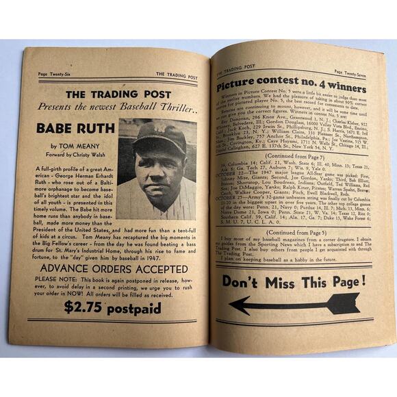 1947 Sports Exchange Trading Post Magazine Booklet Joe DiMaggio New York Yankees - Picture 2 of 6